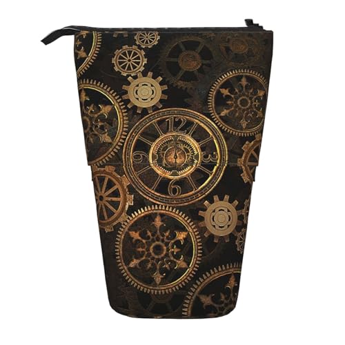 LimPac Gears Clock Bronze Century Teleskop-Federmäppchen, PA-Zubehörtasche, niedlicher Make-up-Organizer für Büro, Schwarz , Einheitsgröße, Art Eeco von LimPac