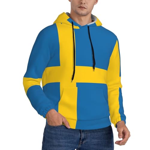 LimPac Herren-Kapuzenpullover mit schwedischer Flagge, lässiger Pullover mit langen Ärmeln, Kordelzug und lockerer Tasche, Schwarz, 4X-Large von LimPac