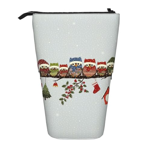 LimPac Niedliche Weihnachts-Eulen auf Ast, Teleskop-Federmäppchen, Federmäppchen, PA-Zubehör, niedlicher Büro-Make-up-Organizer, Schwarz , Einheitsgröße, Art Eeco von LimPac