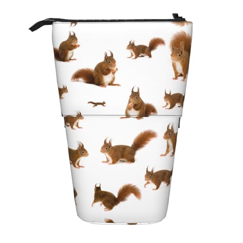 LimPac Niedliches Eichhörnchen-Teleskop-Federmäppchen, PA-Zubehörtasche, niedlicher Make-up-Organizer für Büro, Schwarz , Einheitsgröße, Art Eeco von LimPac
