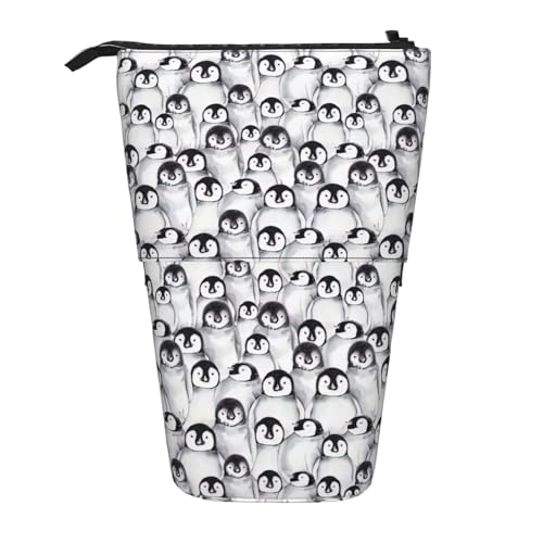 LimPac Niedliches Pinguin-Skizzen-Federmäppchen, Teleskop-Federmäppchen, PA-Zubehörtasche, niedlicher Büro-Make-up-Organizer, Schwarz , Einheitsgröße, Art Eeco von LimPac