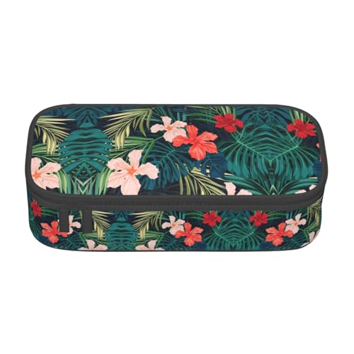 LimPac Sommer-Federmäppchen, Hawaii-Federmäppchen, großes Fassungsvermögen, für PA-Zubehör, Büro, Uni, Make-up, Schwarz , Einheitsgröße, Art Eeco von LimPac