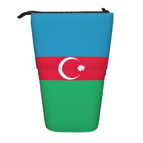LimPac Teleskop-Federmäppchen mit Aserbaidschan-Flagge, Federmäppchen, PA-Zubehör, niedlicher Büro-Make-up-Organizer, Schwarz , Einheitsgröße, Art Eeco von LimPac