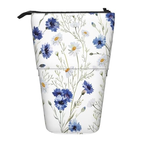 LimPac Teleskop-Federmäppchen mit Blumen und Kornblumen, Gänseblümchen, Federmäppchen, PA-Zubehörtasche, niedlicher Make-up-Organizer für Büro, Schwarz , Einheitsgröße, Art Eeco von LimPac