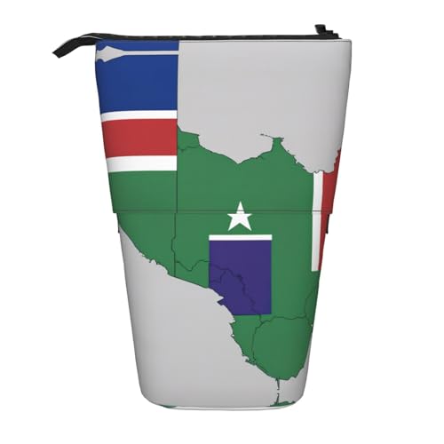 LimPac Teleskop-Federmäppchen mit Gambia-Flagge, mit weißem Stern, Federmäppchen, PA-Zubehörtasche, niedlicher Make-up-Organizer für Büro, Schwarz , Einheitsgröße, Art Eeco von LimPac
