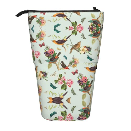 LimPac Teleskop-Federmäppchen mit Vogelmuster, PA-Zubehör, niedlicher Büro-Make-up-Organizer, Schwarz , Einheitsgröße, Art Eeco von LimPac