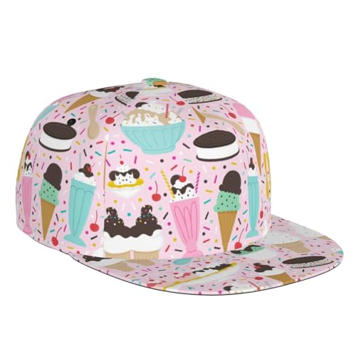 Sweet Ice Cream Verstellbare Snapback Hat Cap, Unisex Hip Hop Baseball Cap mit Classic Rock Brim Trucker, Schwarz, One Size, Schwarz , Einheitsgröße von LimPac