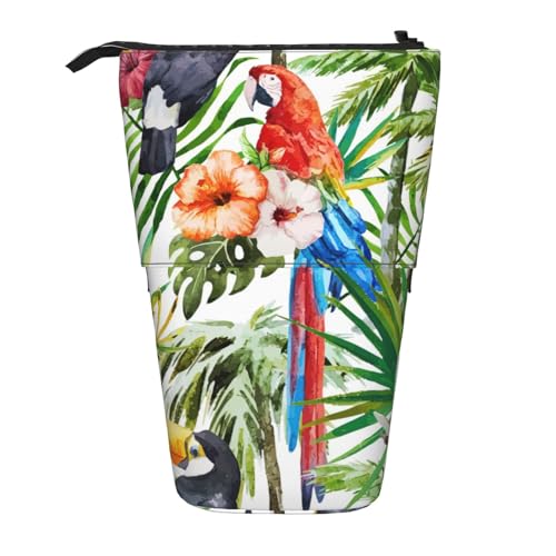 Tukan Papagei Palmblätter Teleskop-Federmäppchen Federmäppchen Pa-Beutel niedlicher Büro-Make-up-Organizer, Schwarz , Einheitsgröße, Art Eeco von LimPac