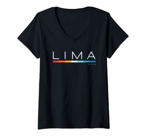 Damen Lima Peru Retro-Design T-Shirt mit V-Ausschnitt Damen Lima Peru Retro-Design T-Shirt mit V-Ausschnitt von Lima Retro Graphics