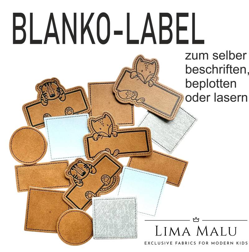 Blanko Kunstleder-Label Braun Grau Reflektierend Aufnäher Patches | Selber Plotten/Beschriften Lasern von LimaMaluDE