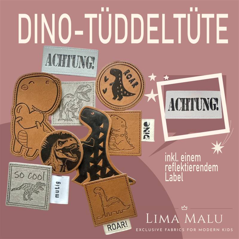xxl Dino Label Paket Aufnäher Etiketten Kunstleder Und Web Einnäher von LimaMaluDE