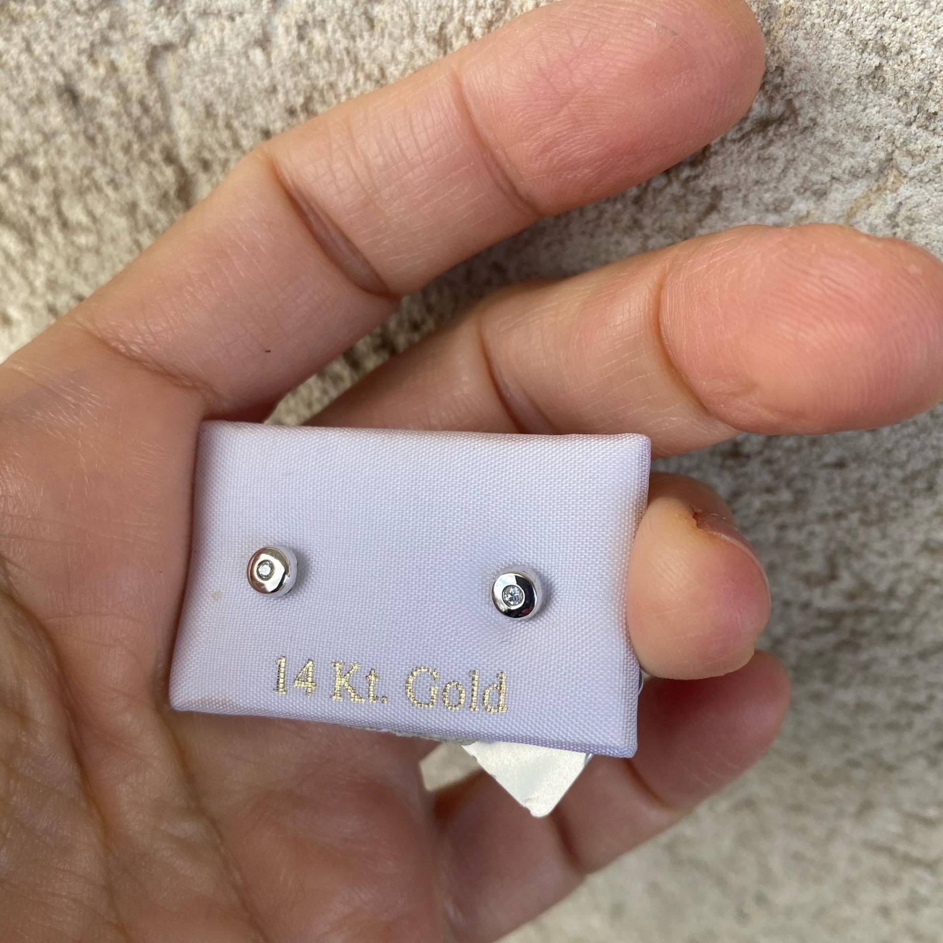 14K Weißgold Ohrstecker, Minimalist Cz Schmuck von Limajewelry