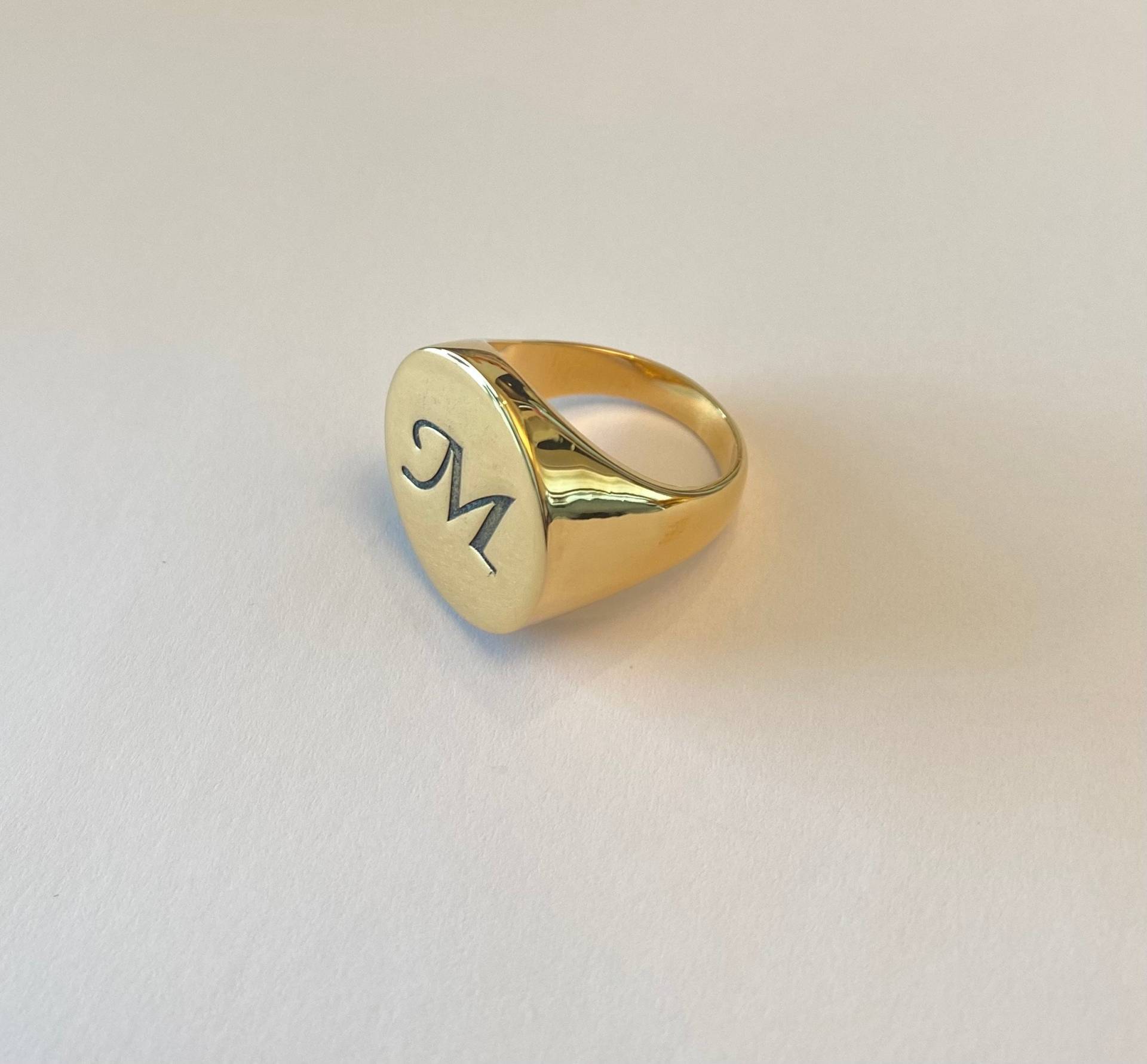 Siegelring Mit Gravur, 18 Karat Gold Plattiert, Personalisierter Schmuck von Limajewelry