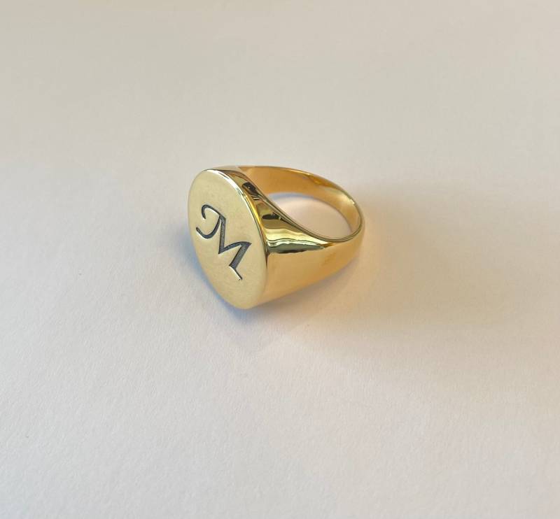 Siegelring Mit Gravur, 18 Karat Gold Plattiert, Personalisierter Schmuck von Limajewelry