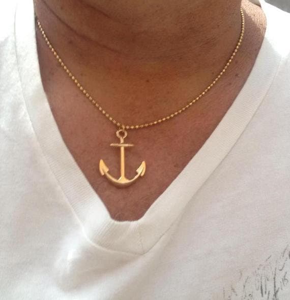 Vergoldete Anker Anhänger Halskette, Sailor Schmuck Geschenk Für Ihn von Limajewelry
