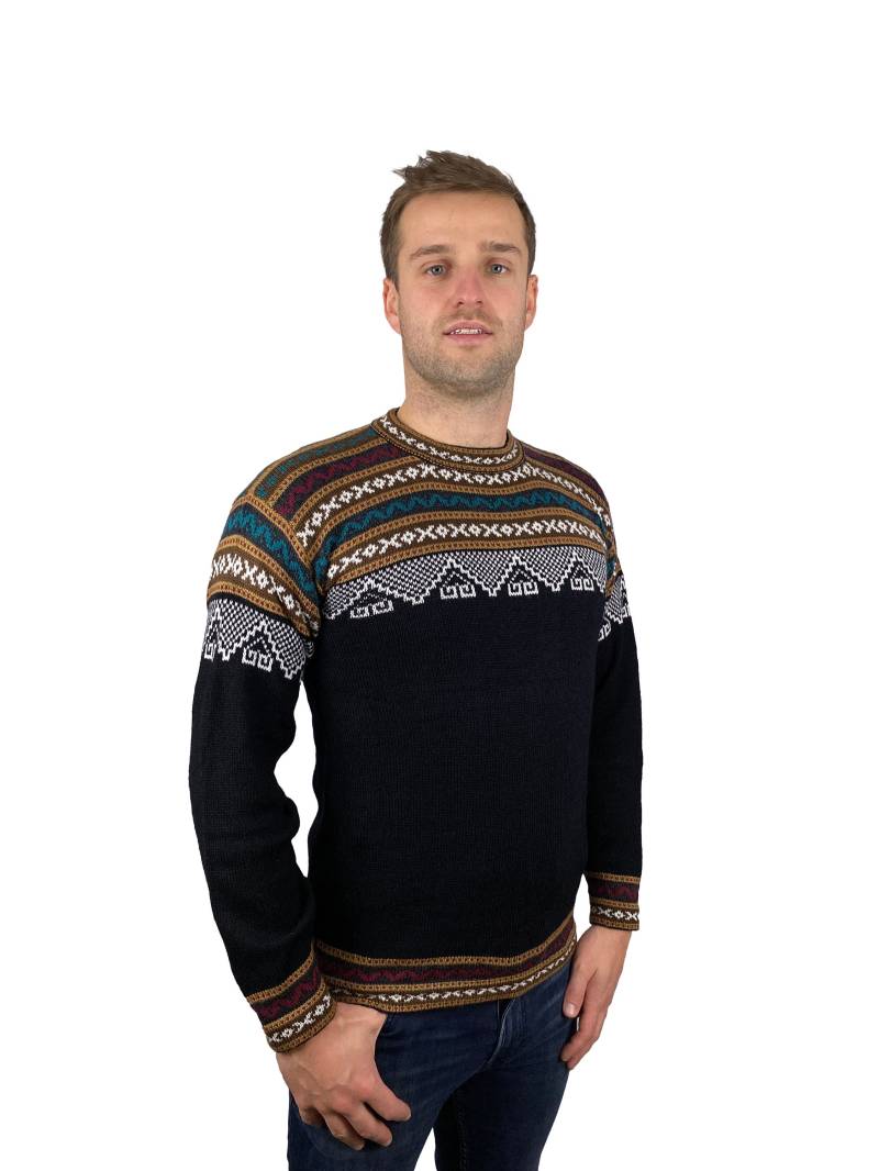 Alpaka Pullover Als Perfektes Geschenk, Schwarzer Herrenpullover - Strickjacke, Strickpulli Handgestrickt Mit Wolle Mix von Limalpa