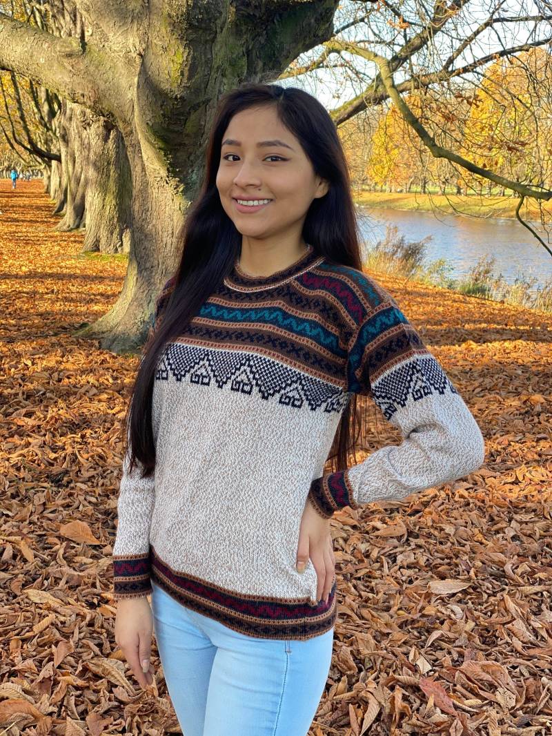 Beige Alpaka Damen Pullover - Boho Sweater Handgestrickt Aus Wolle, Alpaca Sweater, Weinachtspullover, Perfektes Geschenk von Limalpa