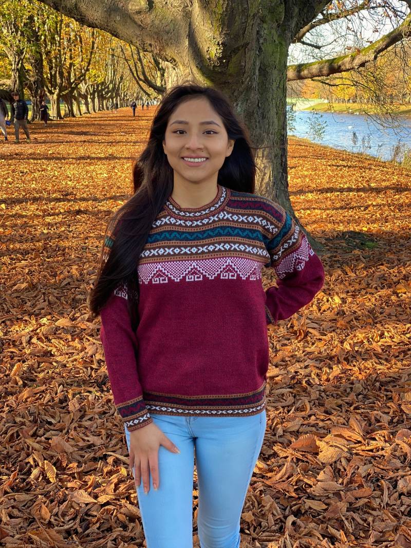 Roter Alpaka Damen Pullover - Boho Sweater Handgestrickt Aus Wolle, Beige Alpaca Sweater, Weinachtspullover, Perfektes Geschenk von Limalpa