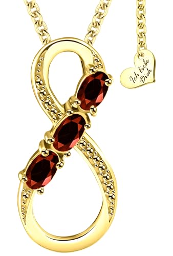 Halskette echter Granat Silber 925 Gold vergoldet Damen Kette Anhänger Geschenk Frauen Freundin Goldkette Unendlichkeitszeichen Liebe rot von Limana