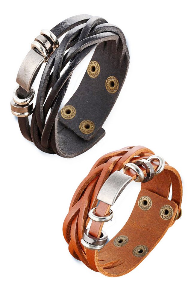 Limana Armband 2 STÜCK Herren Männer Echtleder echtes Leder Lederarmband, schwarz braun Geschenk Geschenkidee von Limana