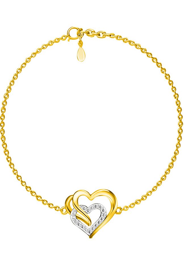 Limana Armband verstellbar 925 Silber gold Herz Damen Frauen Schmuck (Geburtstag Hochzeitstag Jahrestag, inkl. Schmuckdose Weihnachten Muttertag Valentinstag), Liebe Geschenk Idee Liebesgeschenk Freundin Mutter Weihnachtsgeschenk von Limana