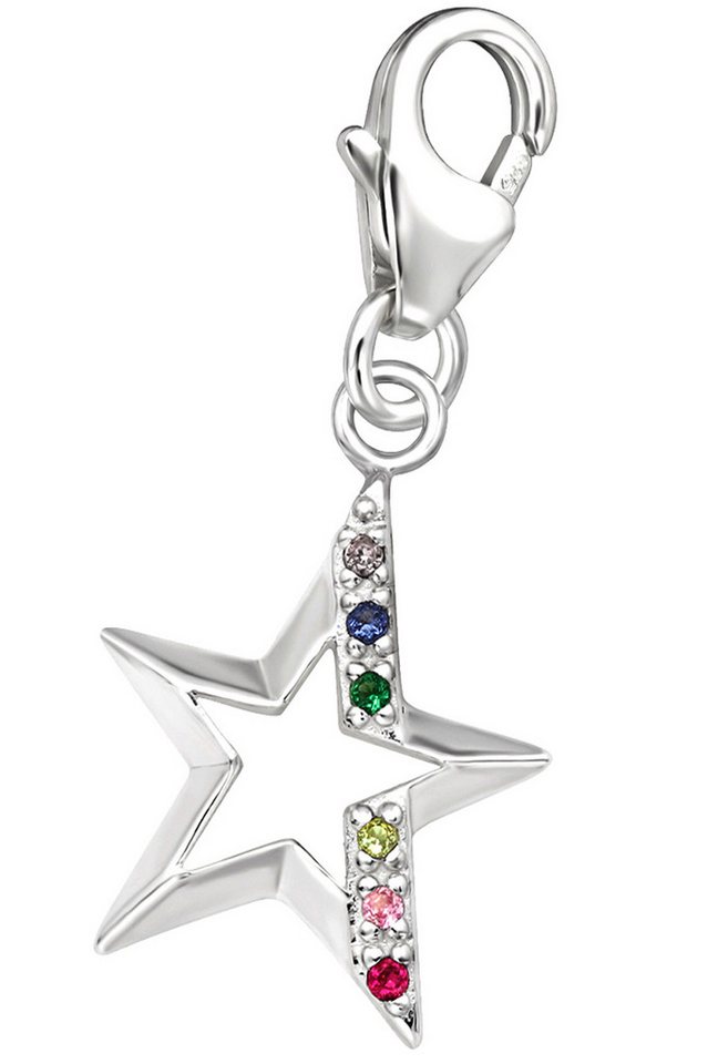 Limana Charm Stern Stern Karabiner Anhänger 925 Silber für Armband Halskette (inkl. Geschenkdose), Zirkonia Armbandanhänger Kettenanhänger von Limana