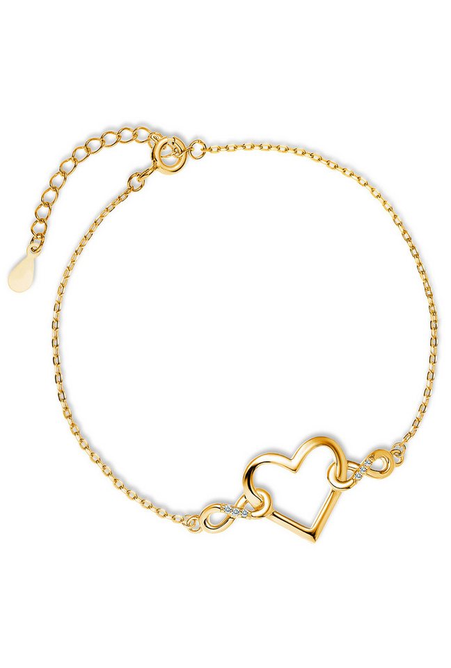 Limana Goldarmband Damen Frauen Armband 925 Silber goldendes Herz Unendlichkeit Liebe (Inkl. Geschenk-Dose mit Herz), Zirkonia Liebe Geschenkidee Liebesgeschenk von Limana