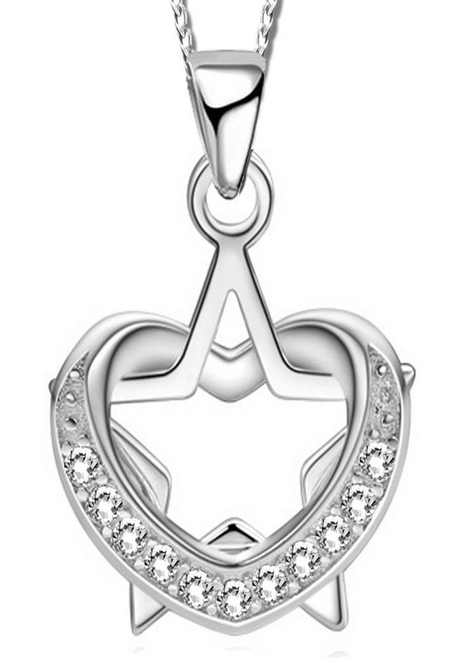 Limana Herzkette 3in1 Damen Frauen 925 Silber Kette mit Herz Stern Anhänger (inkl. Geschenkdose), Geschenk Idee Liebe Geschenk Freundin Ehefrau Liebesgeschenk von Limana