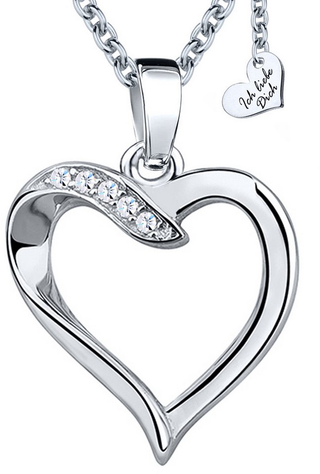 Limana Herzkette 925 Silber Halskette gold mit Herz Anhänger Damenkette Liebesgeschenk (Ich liebe Dich Gravur, inkl. Geschenkdose- und Tasche Valentinstag Muttertag Weihnachten), Geschenke für Frauen Damen Ehefrau Freundin Mama Silberkette von Limana