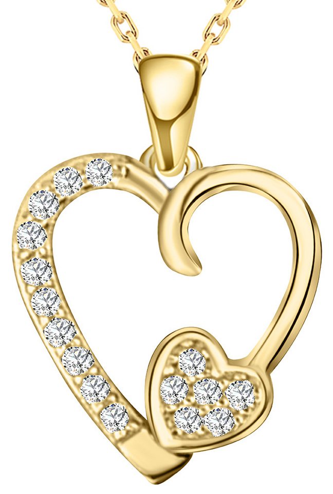 Limana Herzkette 925 Silber gold Kette mit Herz Anhänger Damen Frauen Halskette (Weihnachtsgeschenk Hochzeitstag Muttertag Partnerin, mit Schmuckdose Jahrestag Geburtstag Liebe), Geschenk für Sie Ehefrau Frauen Frau Freundin Valentinstag Weihnachten von Limana