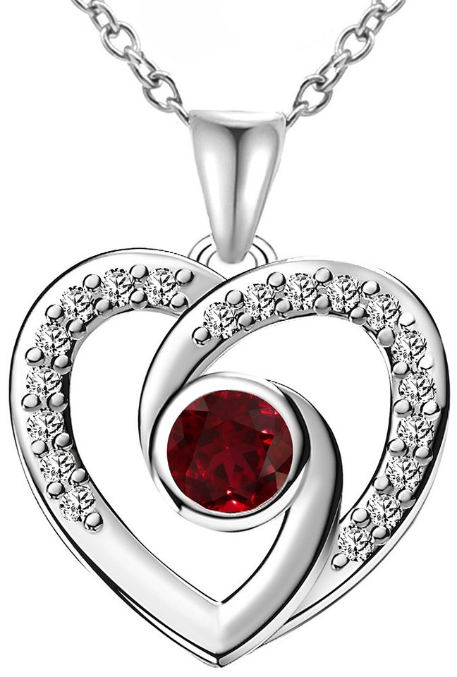 Limana Herzkette 925 Silber rot Kette mit Herz Anhänger Damen Frauen Halskette (Weihnachtsgeschenk Hochzeitstag Muttertag Partnerin, mit Schmuckdose Jahrestag Geburtstag Liebe), Geschenk für Sie Ehefrau Frauen Frau Freundin Valentinstag Weihnachten von Limana