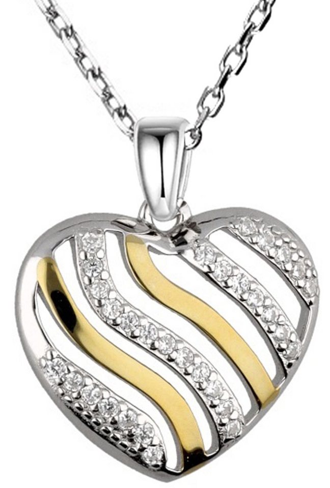 Limana Herzkette Bicoler Herz Kette 925 Silber 18k Gold vergoldet Halskette Anhänger (inkl. Schmuckdose Weihnachtsgeschenk Valentinstag Muttertag), Jahrestag Liebe Geschenk für Sie Frauen Damen Freundin Mutter Ehefrau von Limana