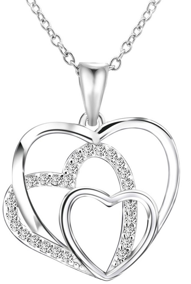 Limana Herzkette Damen 925 Silber Kette mit Herz Anhänger Frauen Silberkette (Weihnachten Muttertag Set, Geschenk für Valentinstag Ehefrau Freundin Weihnachtsgeschenk), Geburtstag Sie Hochzeitstag Schmuck Liebesgeschenk Liebesbeweis von Limana