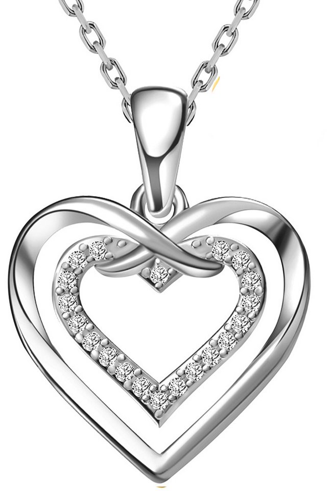 Limana Herzkette Damen 925 Silber gold Kette mit Herz Anhänger Frauen Halskette (inkl. Schmuckdose, Valentinstag Ehefrau Freundin Mutter Weihnachtsgeschenk Sie), Geburtstag Sie Weihnachten Schmuck Liebes Geschenk Liebesbeweis von Limana