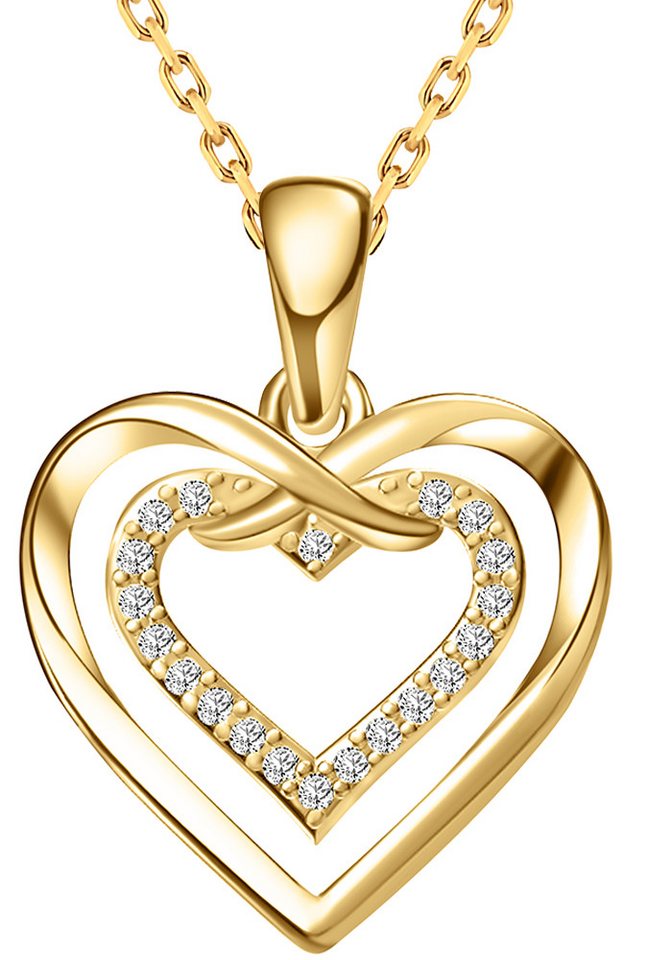 Limana Herzkette Damen 925 Silber gold Kette mit Herz Anhänger Frauen Halskette (inkl. Schmuckdose, Valentinstag Ehefrau Freundin Mutter Weihnachtsgeschenk Sie), Geburtstag Sie Weihnachten Schmuck Liebes Geschenk Liebesbeweis von Limana