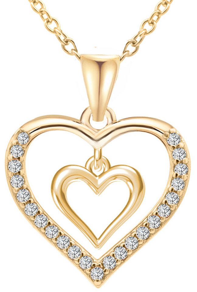 Limana Herzkette Damen 925 Silber gold Kette mit Herz Anhänger Frauen Silberkette (Geschenkset Damenkette Weihnachten Muttertag Set, Geschenk für Valentinstag Ehefrau Freundin), Geburtstag Sie Hochzeitstag Schmuck Liebesgeschenk Liebesbeweis von Limana