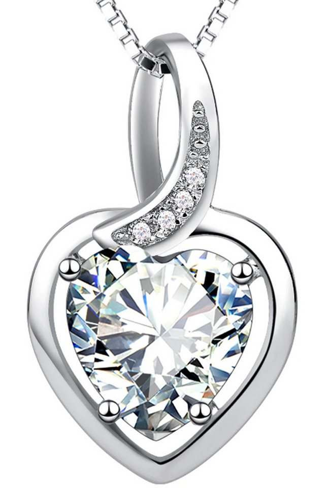 Limana Herzkette 925 Sterling Silber Kette mit Zirkonia Herz Silberkette, Herzanhänger Liebe Geschenk für Frauen Freundin Damen Ehefrau von Limana