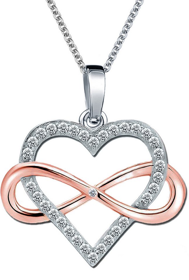 Limana Herzkette 925 Silber Zirkonia Ketter Herz Anhänger Unendlichkeit (inkl. Herz Geschenkdose und Tasche), Liebesgeschenk Liebe Geschenk für Frauen Damen Freundin Mutter Oma von Limana