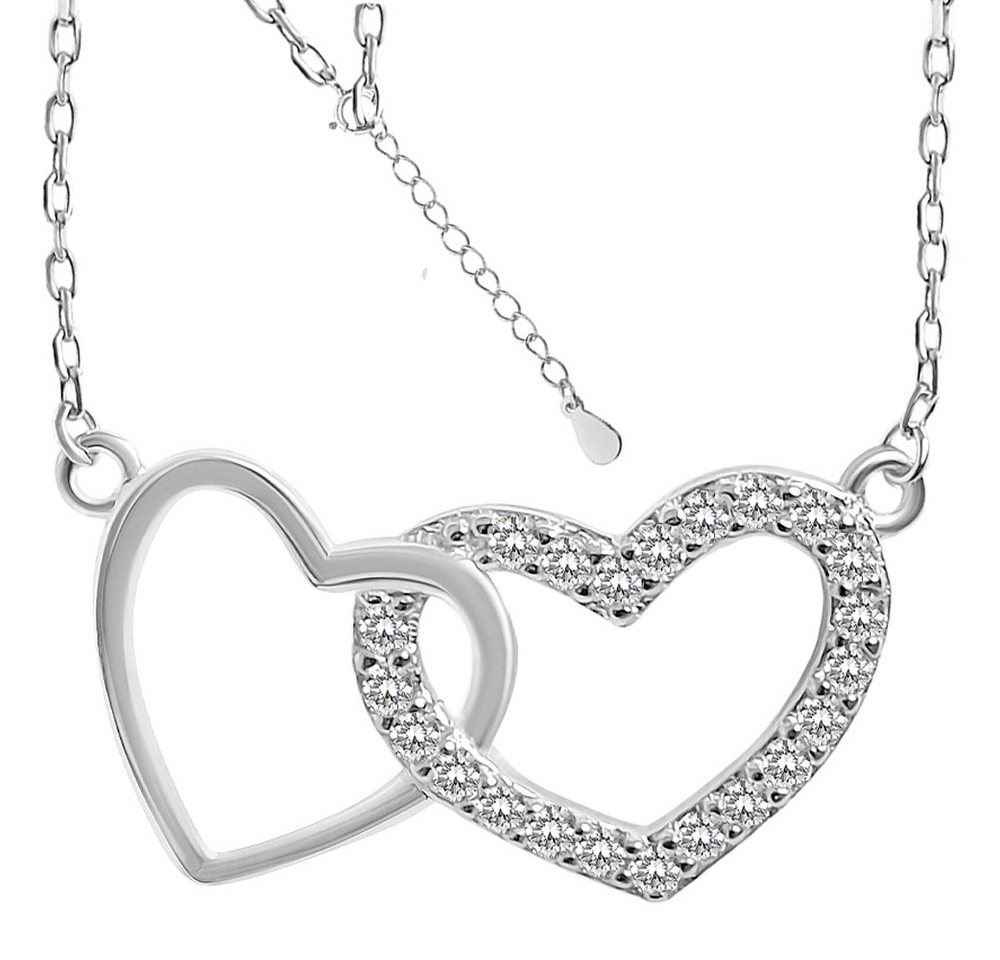 Limana Herzkette Damen Frauen Kette mit Herz echt 925 Sterling Silber 42-45cm (inkl. Geschenkdose), Anhänger Zirkonia Geschenkidee Liebe von Limana