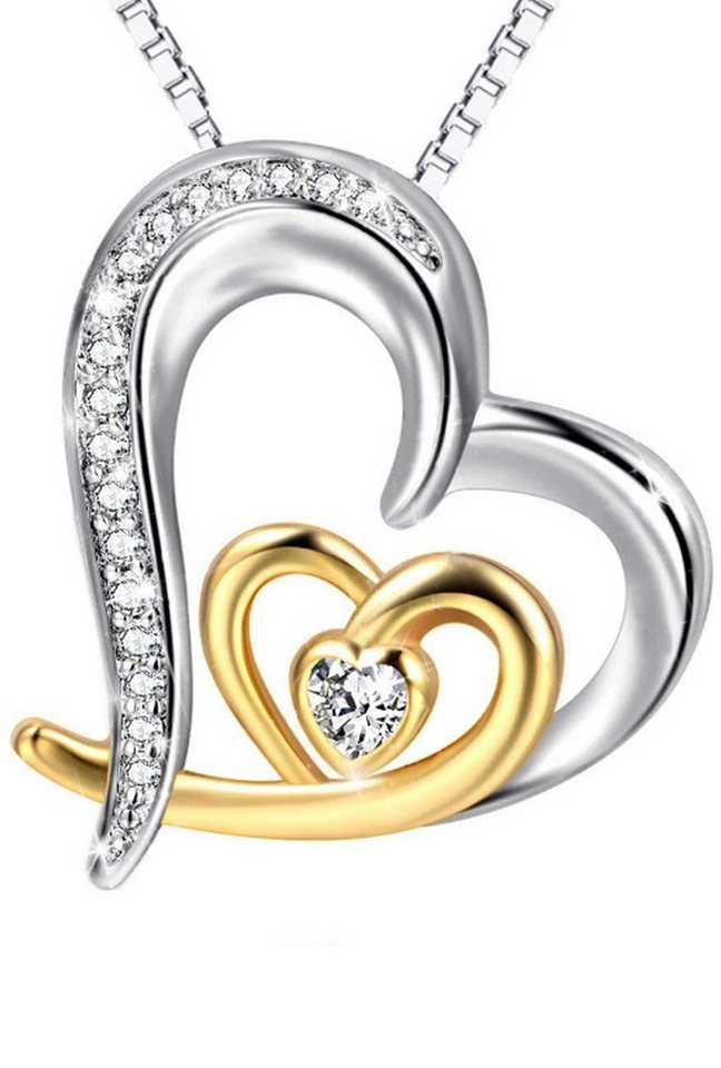 Limana Herzkette Halskette 925 Sterling Silber Kette mit Herz Anhänger, Geschenk für Frau Ehefrau Damen Idee Liebe Liebesgeschenk Freundin von Limana