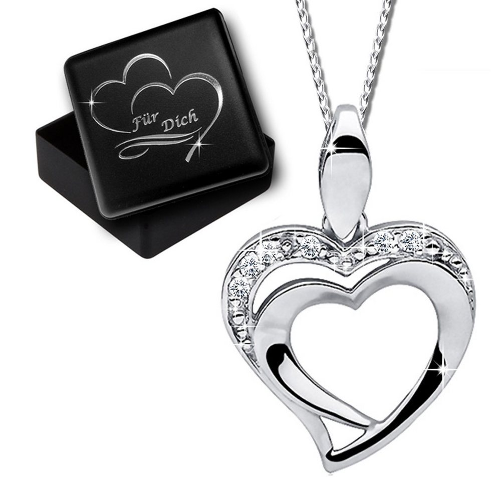 Limana Herzkette Damen Kette mit Herz Anhänger 925 Sterling Silber (inkl. Herz Geschenkdose), Zirkonia Steine Ich liebe Dich Herz Geschenk Idee von Limana