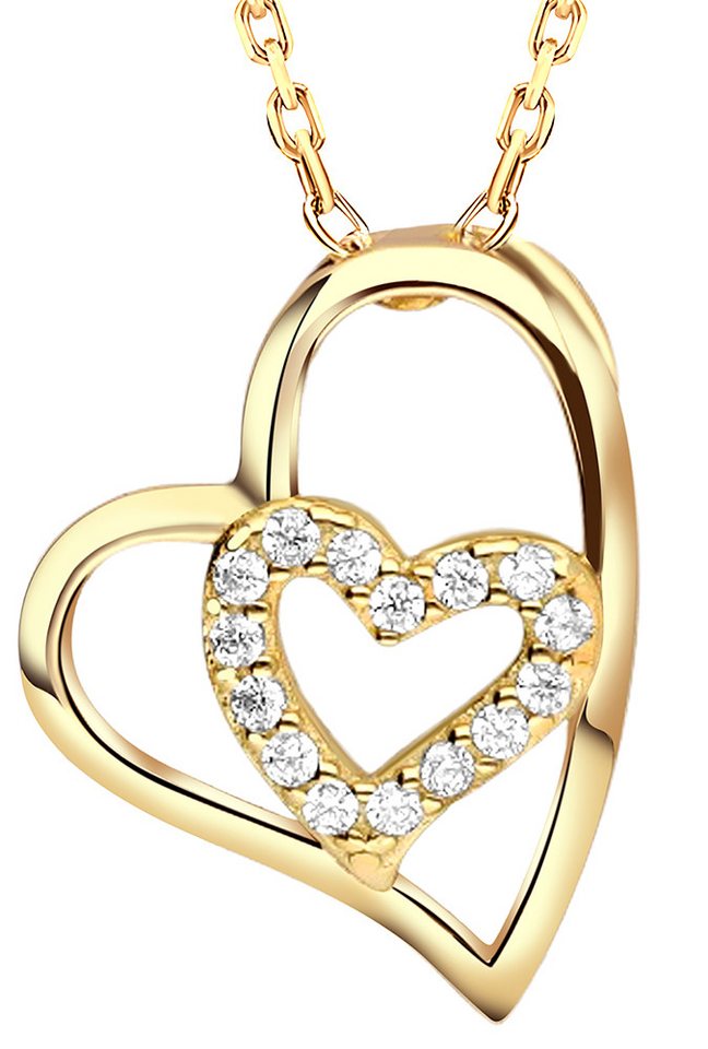 Limana Herzkette Halskette Damen Silber 925 gold Kette mit Herz Anhänger Frauen (Geschenkset Damenkette Weihnachten Muttertag Set, Geschenk für Valentinstag Ehefrau Freundin), Geburtstag Sie Hochzeitstag Schmuck Liebesgeschenk Liebesbeweis von Limana