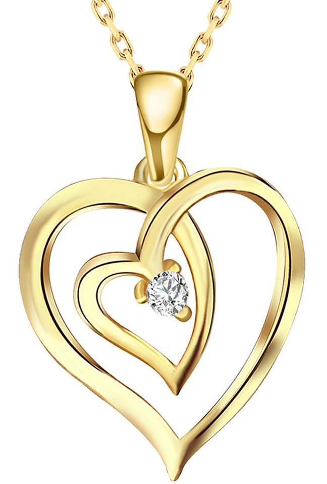 Limana Herzkette Halskette Damen Silber 925 gold vergoldet mit Herz-Anhänger Set (Jahrestag Weihnachten Liebe Geburtstag Hochzeitstag, Inkl. Schmuckdose Weihnachtsgeschenk Geschenk Muttertag Valentinstag), Hochzeitstag Geschenk Liebe Ehefrau Mutter Sie Frau Frauen Freundin von Limana