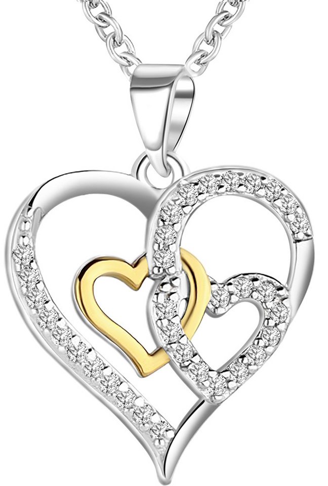 Limana Herzkette Herz Kette 925 Silber 18k Gold Halskette Anhänger Damen Frauen (Weihnachten Hochzeitstag, inkl. Schmuckdose Jahrestag Valentinstag Muttertag), Weihnachtsgeschenk Liebe Geschenk für Sie Freundin Mutter Ehefrau von Limana