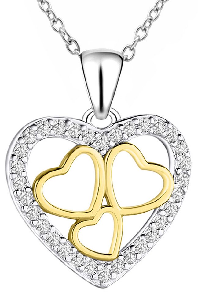 Limana Herzkette Herz Kette 925 Silber 18k Gold Halskette Anhänger Damen Frauen (inkl. Schmuckdose Jahrestag Valentinstag Muttertag Weihnachten), Weihnachtsgeschenk Liebe Geschenk für Sie Freundin Mutter Ehefrau von Limana