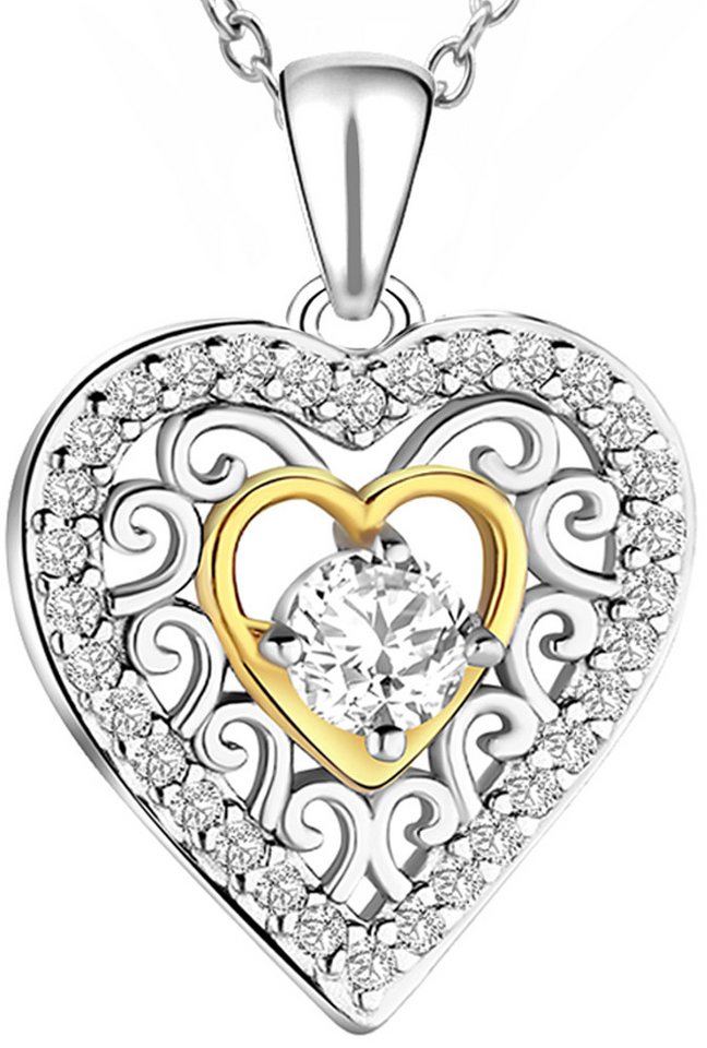 Limana Herzkette Herz Kette 925 Silber 18k Gold Halskette Anhänger Damen Frauen (inkl. Schmuckdose Jahrestag Valentinstag Muttertag Weihnachten), Weihnachtsgeschenk Liebe Geschenk für Sie Freundin Mutter Ehefrau von Limana