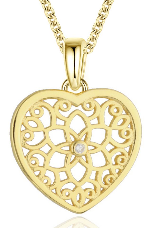 Limana Herzkette Herz Kette 925 Silber Gold vergoldet Halskette mit Anhänger für Frauen (inkl. Schmuckbox), Geschenk für Sie Damen Freundin Mutter Ehefrau von Limana