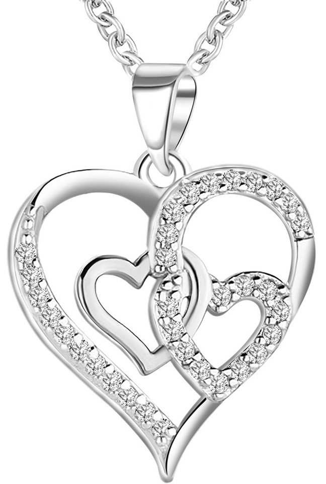 Limana Herzkette Herz Kette 925 Silber Halskette mit Anhänger für Damen Frauen (Hochzeitstag, inkl. Schmuckdose Jahrestag Valentinstag Muttertag Weihnachten), Weihnachtsgeschenk Liebe Geschenk für Sie Freundin Mutter Ehefrau von Limana