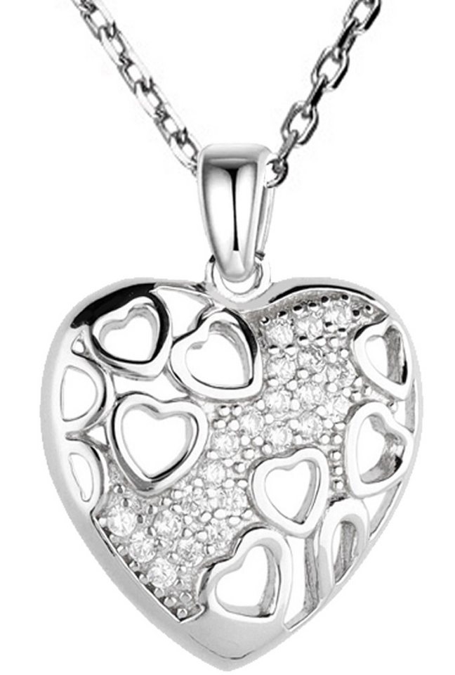 Limana Herzkette Kette mit Herz Anhänger 925 Sterling Silber Halskette 45cm + 5cm (inkl. Schmuckbox), Silberkette Geschenk für Sie Frauen Damen Freundin Mutter Ehefrau von Limana