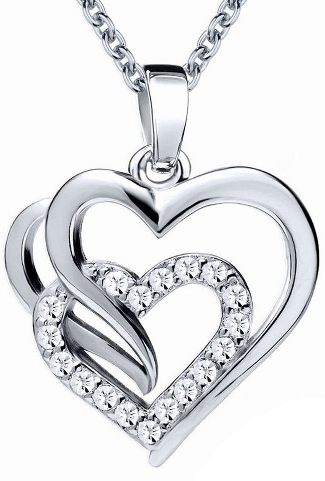 Limana Herzkette Halskette 925 Silber Zirkonia Kette mit Herz-Anhänger Silberkette (inkl. Herz Geschenkdose, Weihnachtsgeschenk), Geschenk für Frauen Freundin Ehefrau Damen Halskette Liebe von Limana